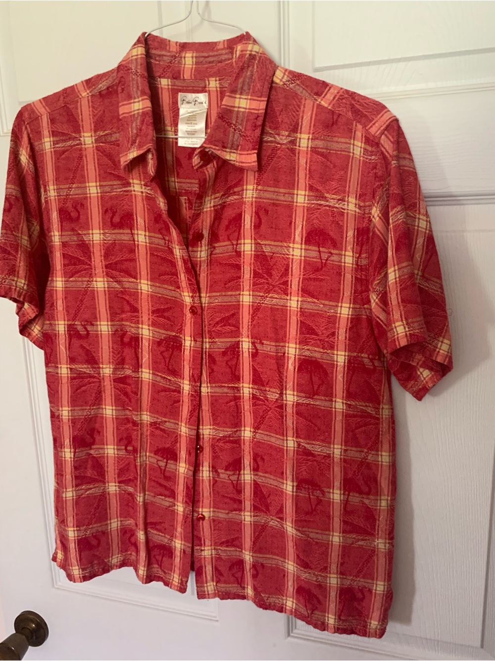 Bobbie Brooks Red Plaid Short-Sleeve Button-Down Shirt